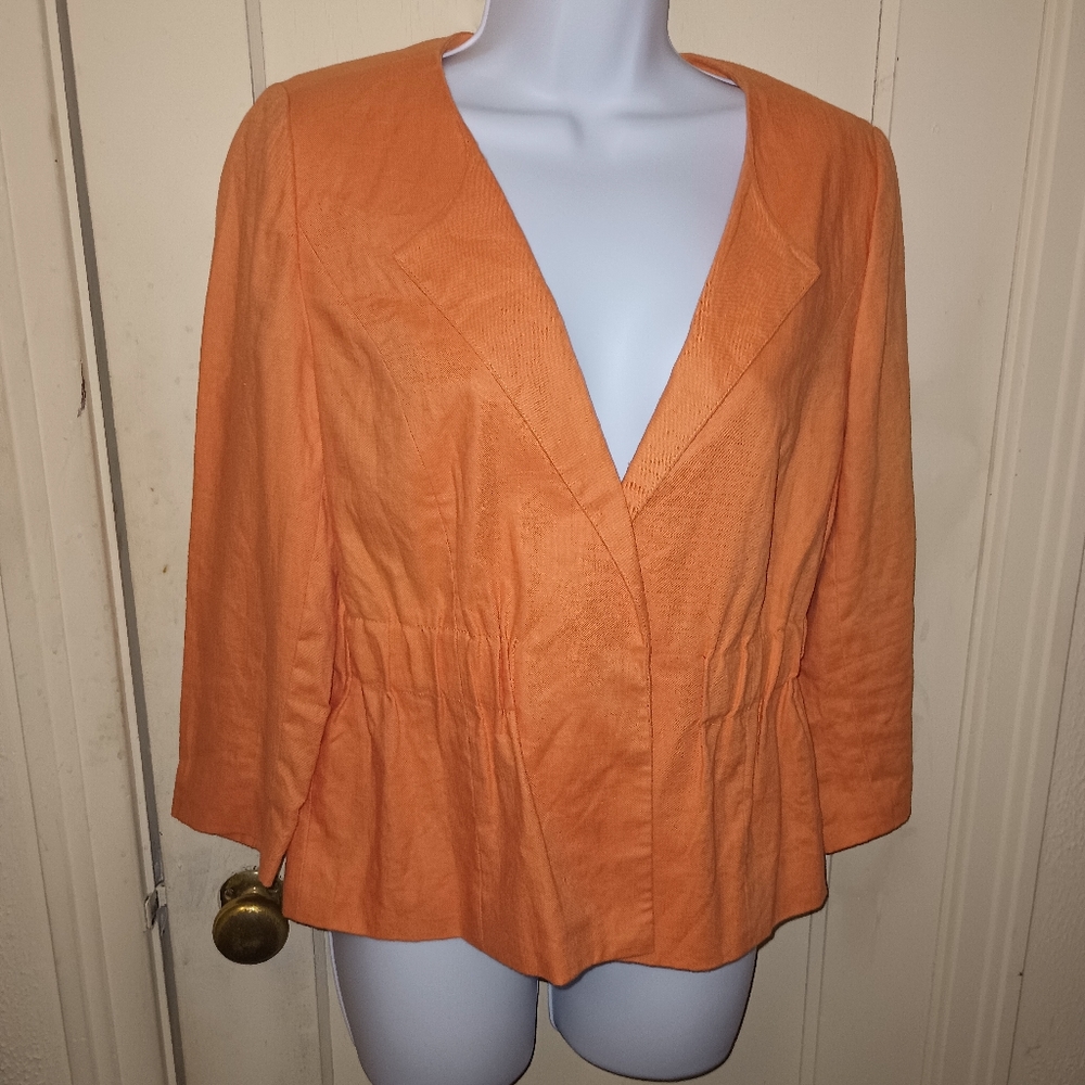 Madison 100% linen orange lapel Blazer women's size 4